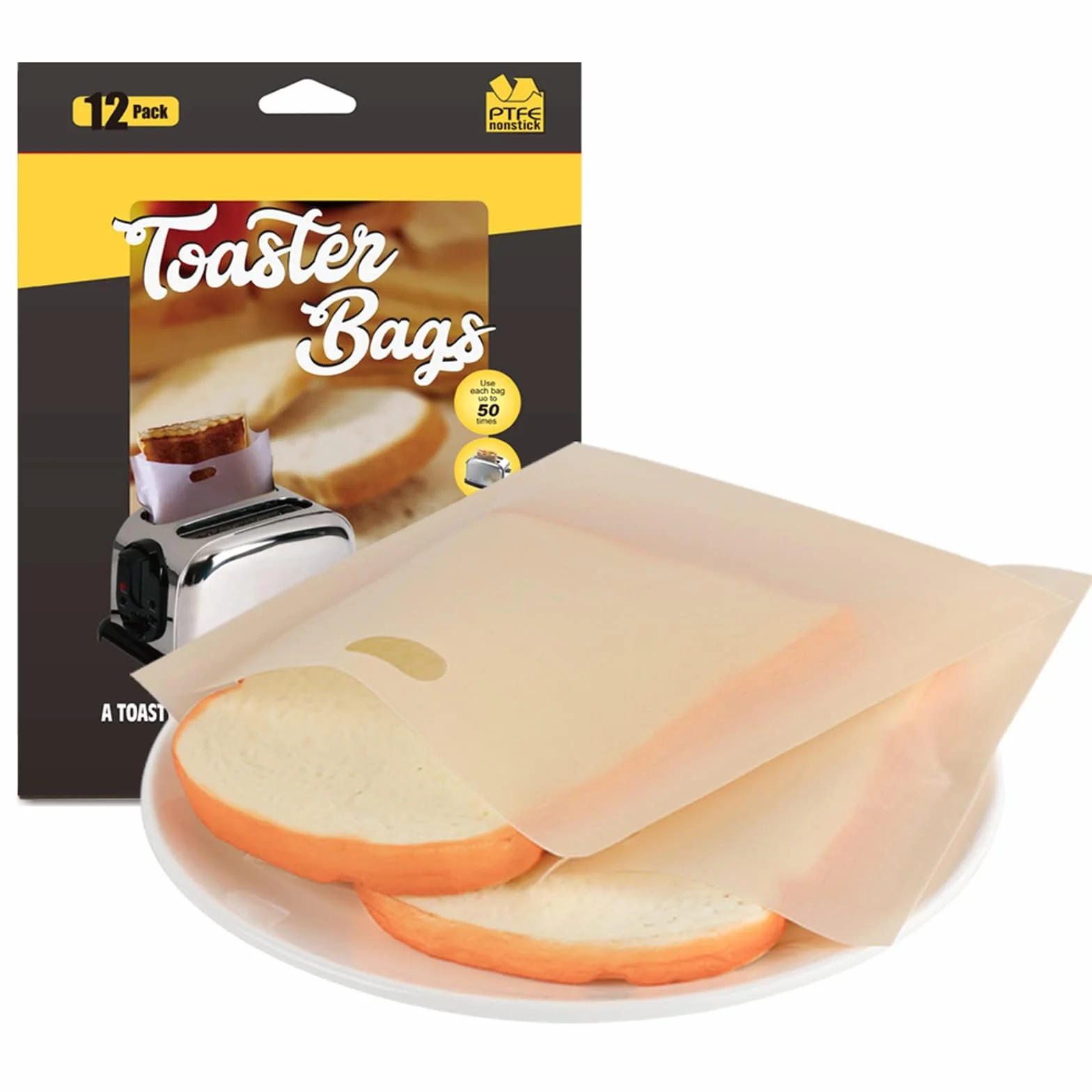 Anstore 12 szt. torebek wielokrotnego użytku, nieprzywierające torby na tosty, odporne na wysokie temperatury - idealne do kanapek, pizzy, panini, chleba, przekąsek