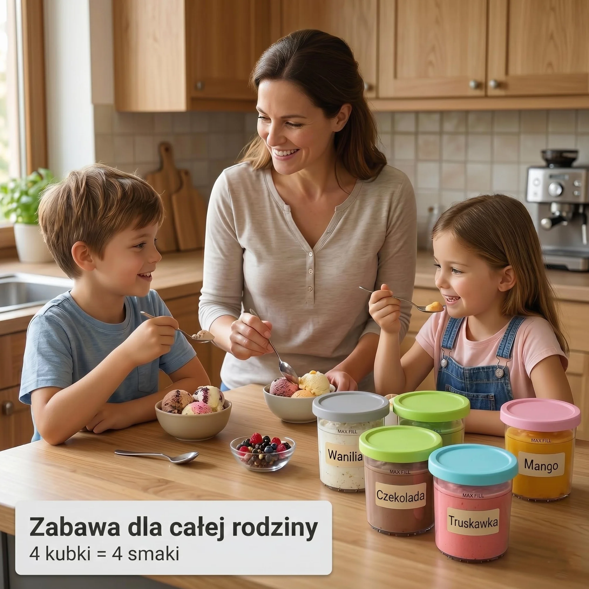 Zestaw 4 pojemników zapasowych do Ninja Creami serii NC301, 473 ml, pojemniki na lód z pokrywkami, kompatybilne z NC300 NC299AMZ, nie zawierają BPA, szczelne, akcesoria do lodów białkowych i